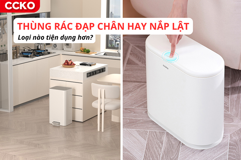 Thùng rác đạp chân hay thùng rác nắp lật